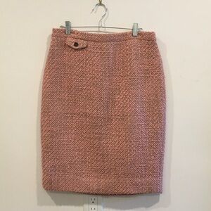 Textured Pink Tweed Pencil Skirt